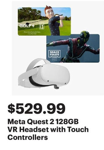 Best Buy Meta quest 2 128GB vr headset with touch controllers offer
