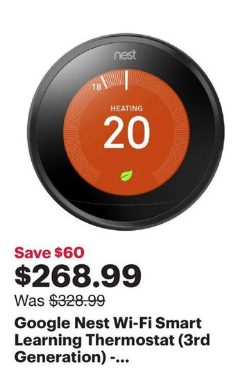 Best Buy Google nest wi-fi smart learning thermostat (3rd generation) offer