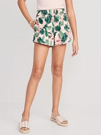 Old Navy High-waisted linen-blend matching printed shorts for girls offer