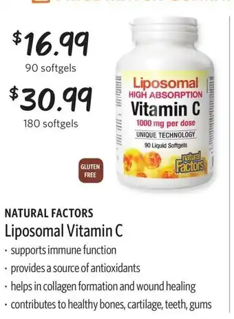 Nature's Emporium Natural factors liposomal vitamin C 180 softgels offer