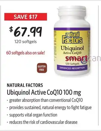 Nature's Emporium Natural factors ubiquinol active CoQ10 100mg 120 softgels offer