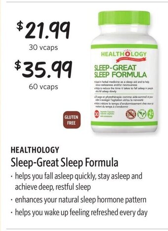 Nature's Emporium Healthology sleep-great sleep formula 60 vcaps offer