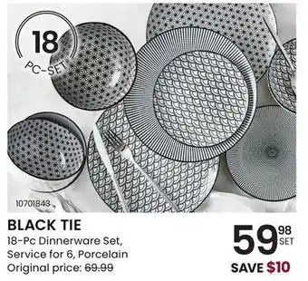 Stokes Black tie 18-pc dinnerware set, service for 6, porcelain offer