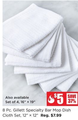 Kitchen Stuff Plus 8 pc. gillett specialty bar mop dish cloth set, 12" × 12" offer