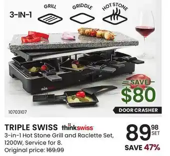 Stokes Triple swiss 3-in-1 hot stone grill and raclette set, 1200w, service for 8 offer