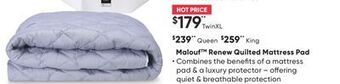 Sleep Country Malouf renew quilted mattress pad offer