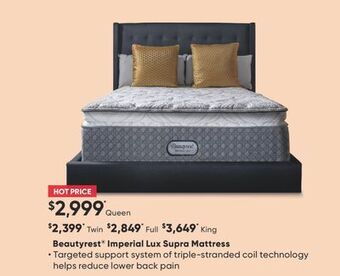 Sleep Country Beautyrest imperial lux supra mattress offer