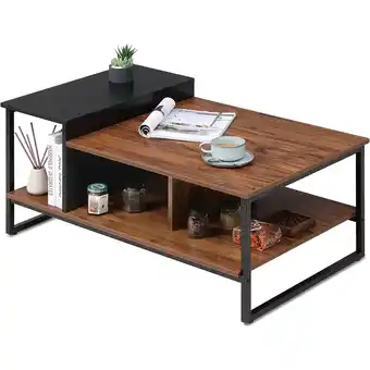 Best Buy Homooi coffee table with storage shelves, flexible with two heights side or end table for living room balcony home and office offer