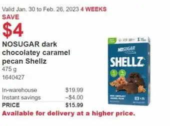 Costco NoSugar Dark Chocolatey Caramel Pecan Shellz offer