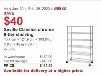 Costco Seville Classics Chrome 6-Tier Shelving offer