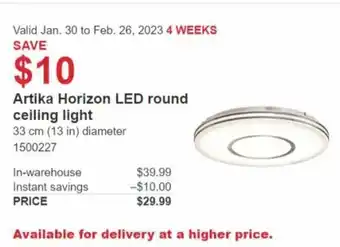 Costco Aritka Horizon LED Round Ceiling Light 33cm offer