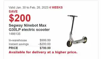 Costco Segway Ninebot Max G30LP Electric Scooter offer