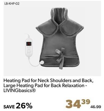 Shopper+ Heating pad for neck shoulders and back, large heating pad for back relaxation - livingbasics offer