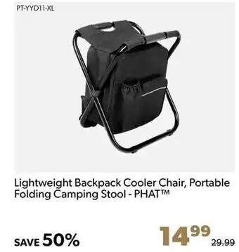 Shopper+ Lightweight backpack cooler chair, portable folding camping stool - phat offer