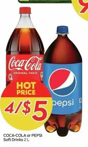 Sobeys Coca-cola or pepsi soft drinks 2L offer
