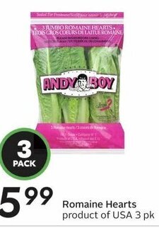 Sobeys Romaine hearts 3pk offer