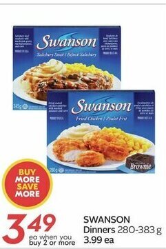 Sobeys Swanson dinners 280-383g offer