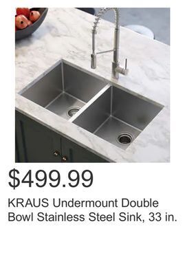 Costco Kraus undermount double bowl stainless steel sink, 33 in. offer