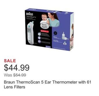 Costco Braun thermoscan 5 ear thermometer with 61 lens filters offer