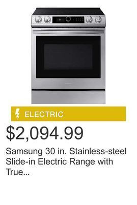 Costco Samsung 30 in. stainless-steel slide-in electric range with true convection offer