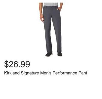 Costco Kirkland signature men's performance pant offer