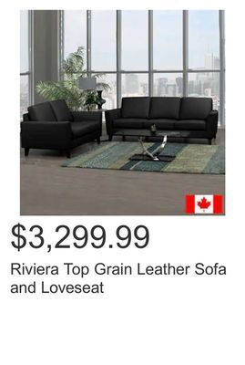 Costco Riviera top grain leather sofa and loveseat offer