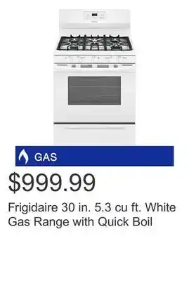 Costco Frigidaire 30 in. 5.3 cu ft. white gas range with quick boil offer