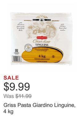 Costco Griss pasta giardino linguine, 4 kg offer