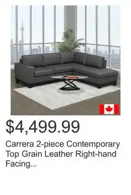 Costco Carrera 2-piece contemporary top grain leather right-hand facing sectional offer