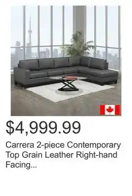 Costco Carrera 2-piece contemporary top grain leather right-hand facing extended sectional offer