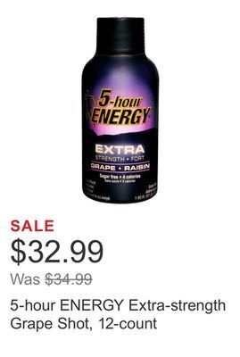 Costco 5-hour energy extra-strength grape shot, 12-count offer