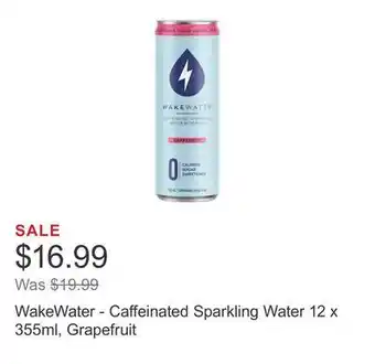Costco Wakewater - caffeinated sparkling water 12 x 355ml, grapefruit offer