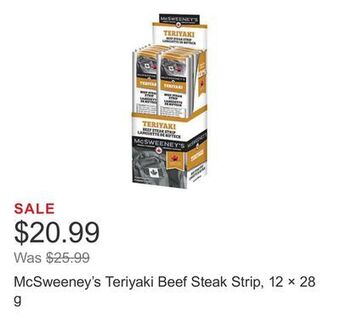 Costco Mcsweeney's teriyaki beef steak strip, 12 × 28 g offer