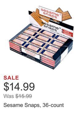 Costco Sesame snaps, 36-count offer