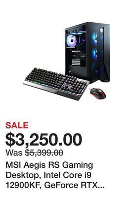 Newegg Msi aegis rs gaming desktop, intel core i9 12900kf, geforce rtx 3080 ti, 64gb ddr5, 2tb nvme ssd, windows 11 home (aegis rs 1 offer