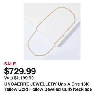 TSC Stores Uno a erre 18k yellow gold hollow beveled curb necklace offer