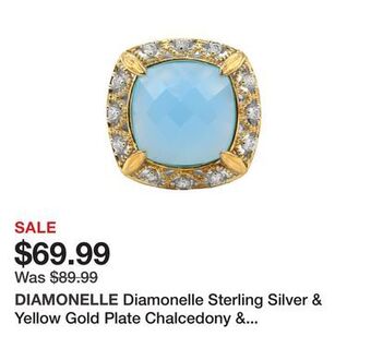 TSC Stores Diamonelle sterling silver & yellow gold plate chalcedony & diamonelle ring offer