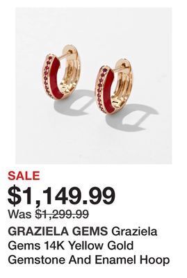 TSC Stores Graziela gems 14k yellow gold gemstone and enamel hoop earrings offer