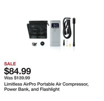 TSC Stores Limitless airpro portable air compressor, power bank, and flashlight offer