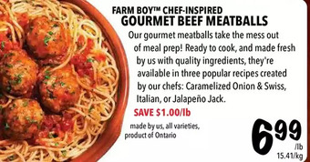 Farm Boy Farm boy chef-inspired gourmet beef meatballs offer