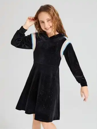 SheIn Shein girls rainbow striped velvet sweatshirt dress offer
