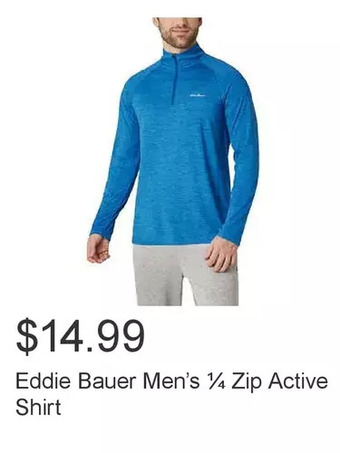 Costco Eddie bauer men’s ¼ zip active shirt offer