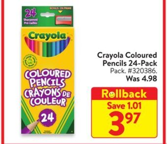 Walmart Crayola coloured pencils 24-pack offer