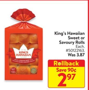 Walmart King's hawaiian sweet or savory rolls offer