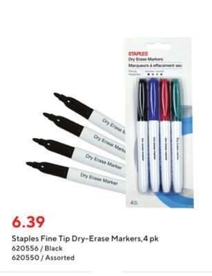 Staples Staples fine tip dry-erase markers, 4 pk offer