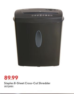 Staples Staples 8-sheet cross-cut shredder offer