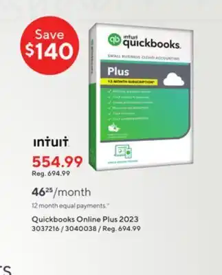 Staples Intuit quickbooks online plus 2023 offer