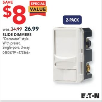 Lowe's Eaton 2-pack slide dimmers offer
