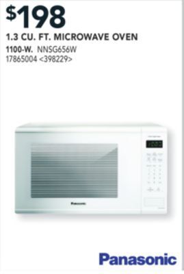 Lowe's Panasonic 1.3 cu. ft. microwave oven offer
