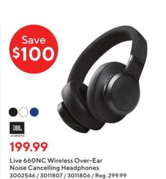 Staples Jbl live 660nc wireless over - ear noise cancelling headphones offer